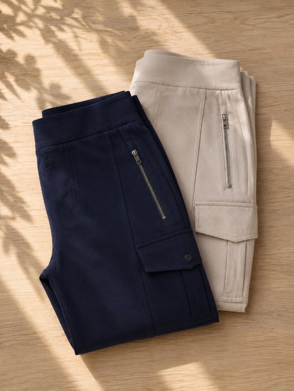 Lot 2 Athleta Endless Cargo Pants Navy Blue & Beige High Rise Utility 8